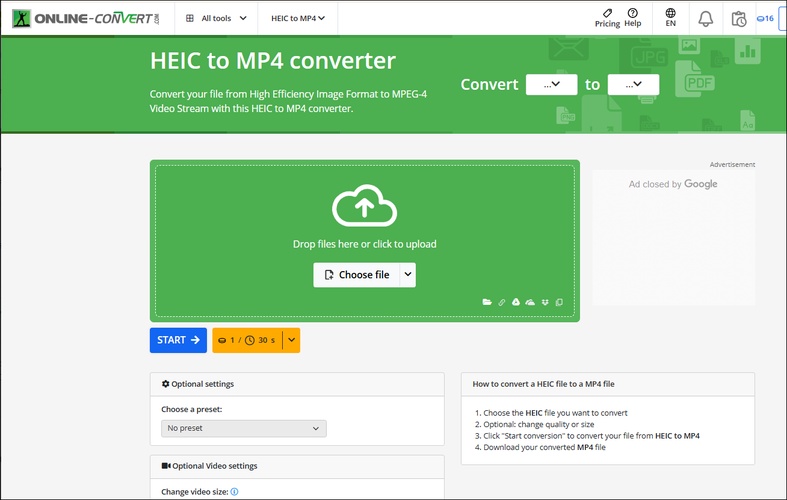 online convert heic to mp4 converter