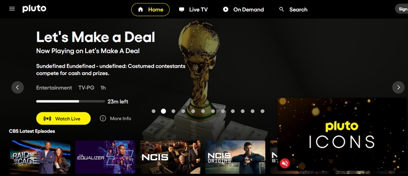 vumoo similar site pluto tv interface