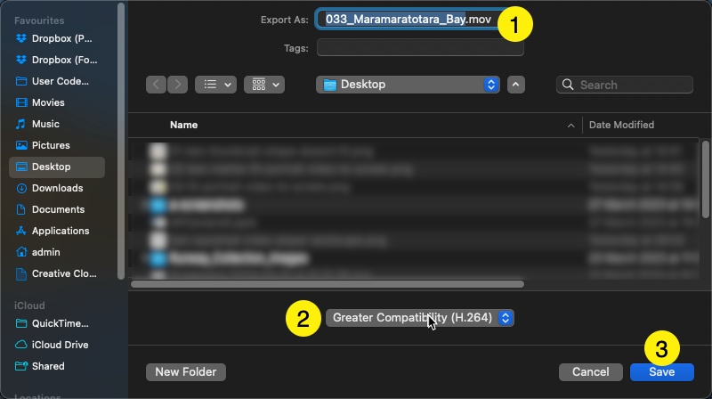 quicktime shrink mov file size h264 save