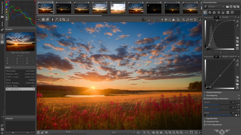 interface de RawTherapee