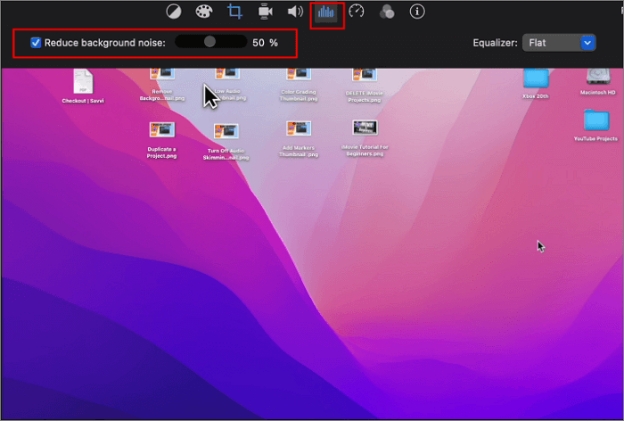 reduzir o ruído de fundo imovie