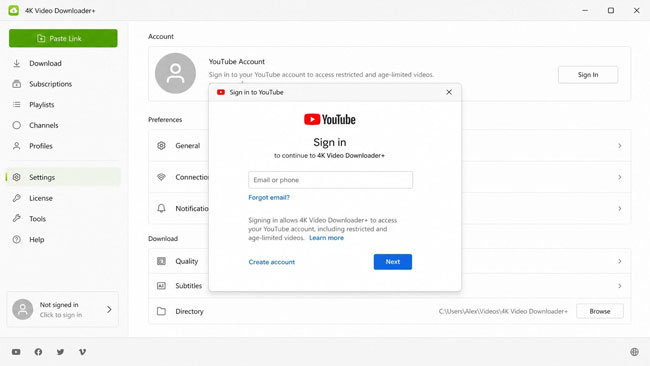 refresh youtube authorization 4k video downloader plus