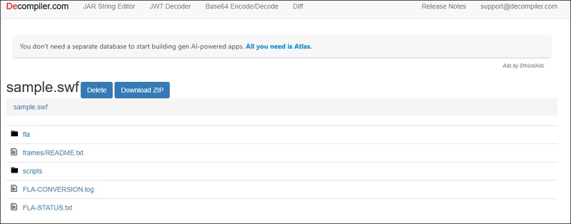 swf decompiler online extract and download swf resources