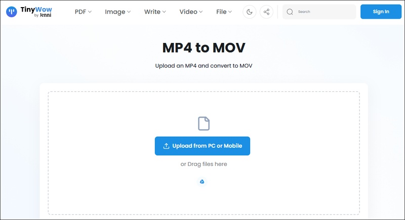 tinywow mp4 video to mov converter