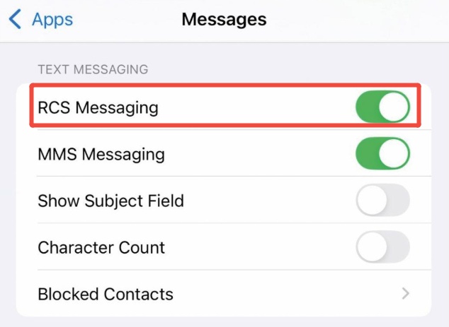 turn on mobile rcs messaging