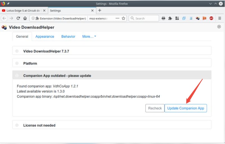 update downloadheper companion app to fix downloadhelper not working