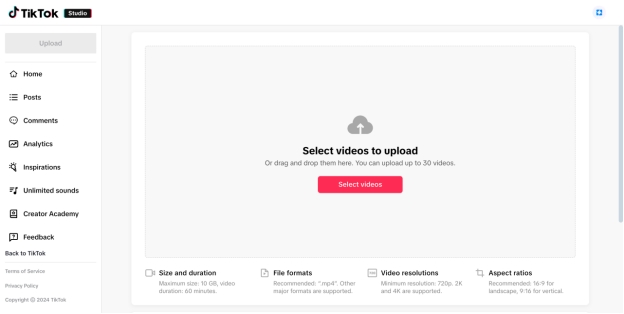 upload videos to tiktok studio