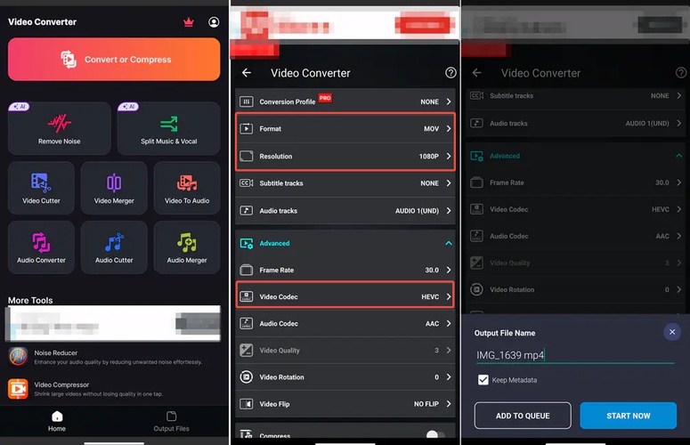 android xvid to mp4 converter step