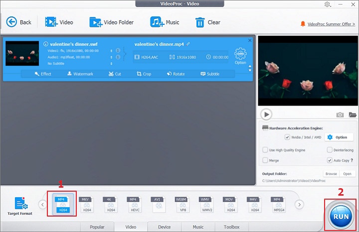 videoproc convert swf to mp4