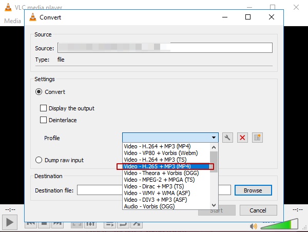 vlc convert mxf to mp4