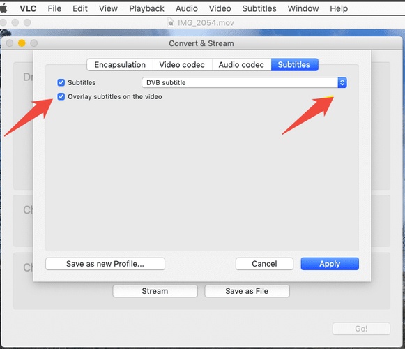 vlc overlay subtitles on video