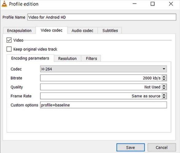 vlc lower video bitrate for low quality