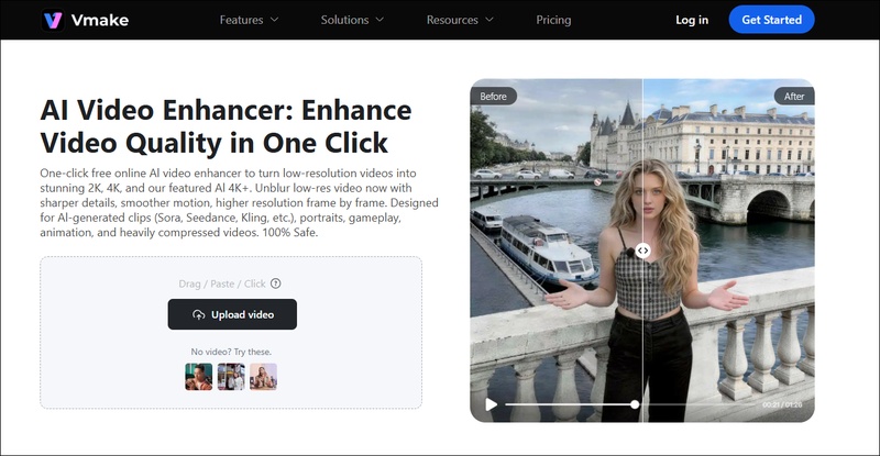 vmake ai video enhancer online