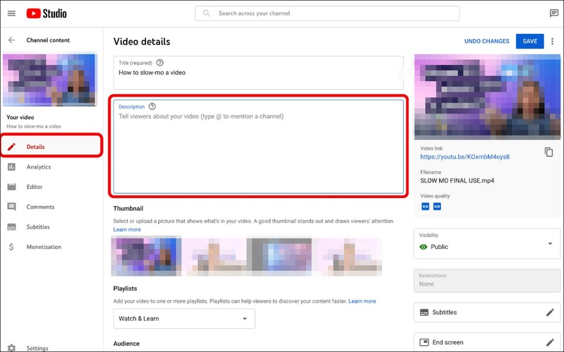 youtube upload video details
