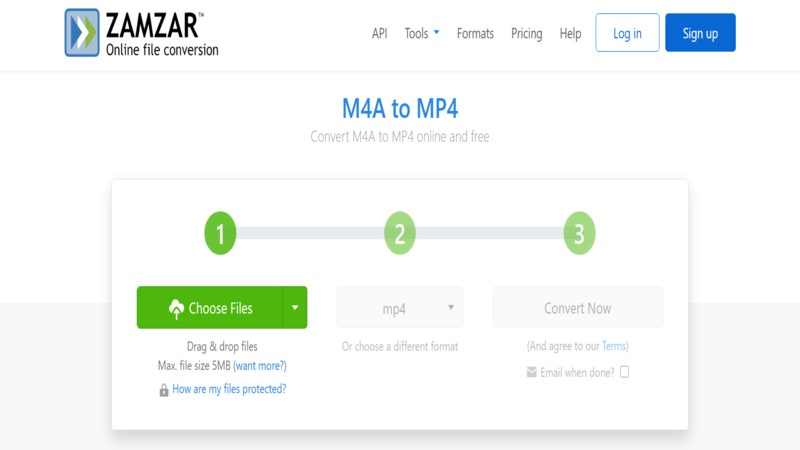zamzar m4a to mp4 converter