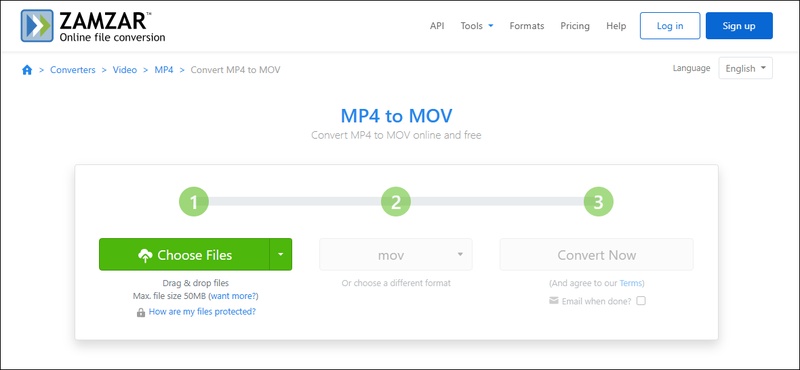zamzar mp4 to mov converter