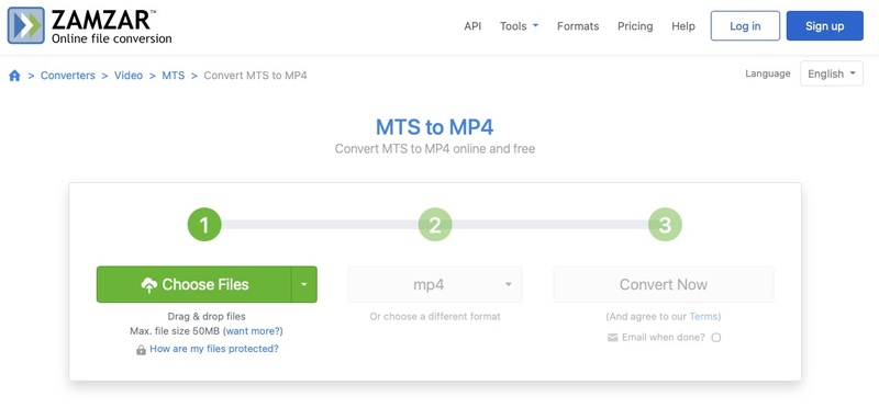 zamzar mts to mp4 converter online