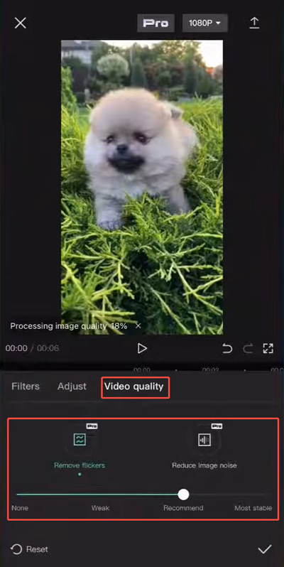ein verschwommenes Video auf capcut mobile beheben
