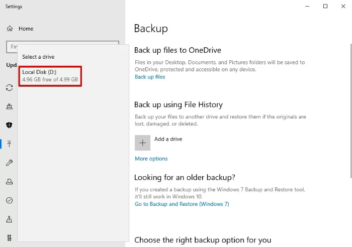 add a drive for backup
