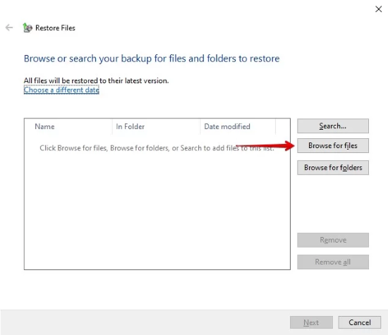 browser for recoverable files