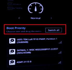change boot priority as new drive