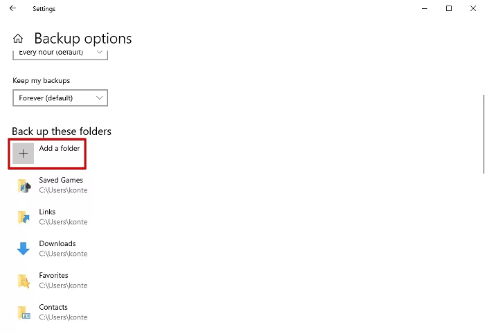 choose what folders for backup
