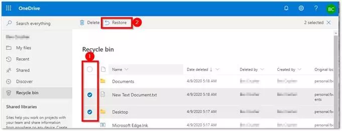click on restore icon