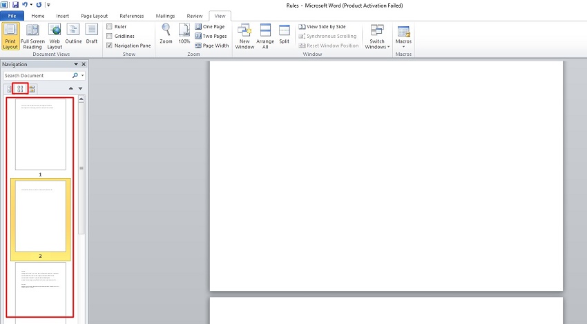 eine leere Seite in Word über das Navigationsfenster löschen-2