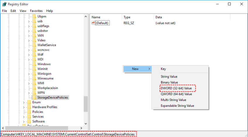 remove write protection from usb using registry editor-step 2