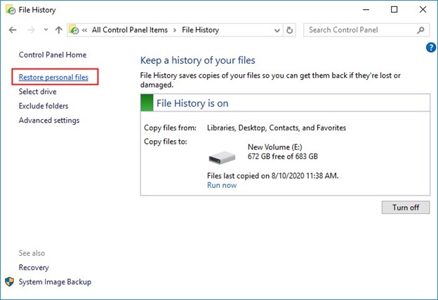file history backups