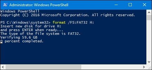 formatar cartão SD para fat32 com PowerShell