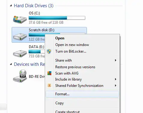 format the drive