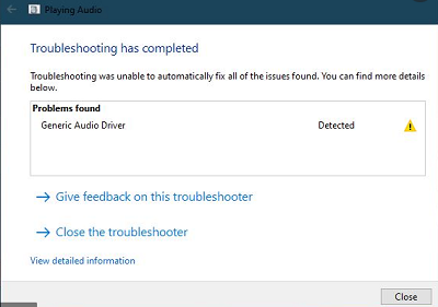 how to fix generic audio driver detected in Windows 10/11