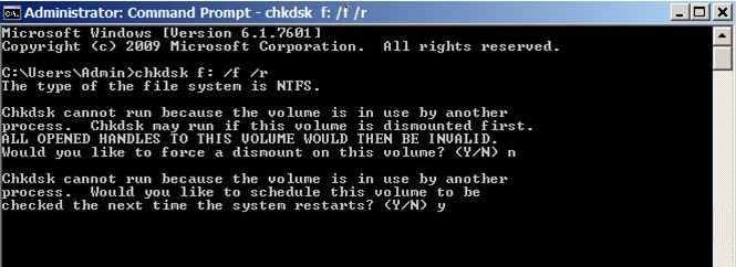 Perform a Disk Check through CMD