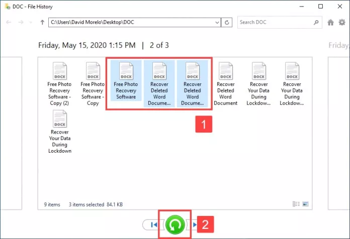 recover file history