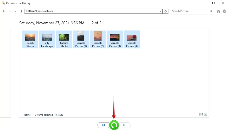 restore files from the file history