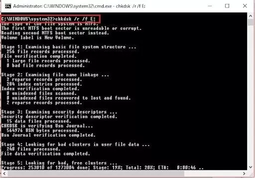 voer chkdsk uit