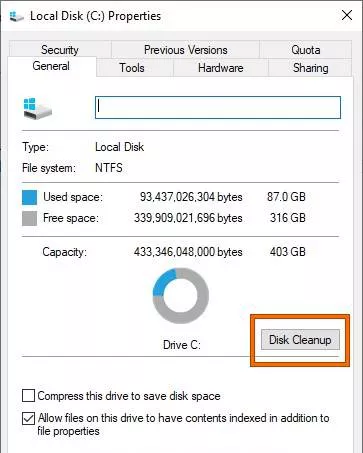 Führen Sie eine Datenträgerbereinigung durch