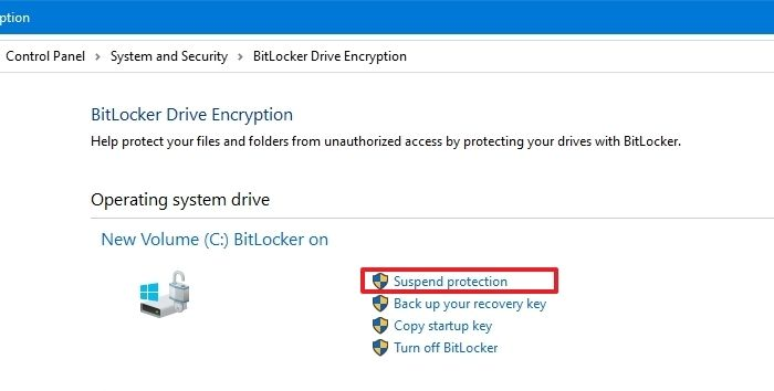 suspend bitlocker drive encryption to fix kb5058379 update issues
