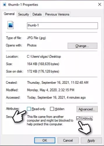 Windows'ta bir resmin engelini kaldırma
