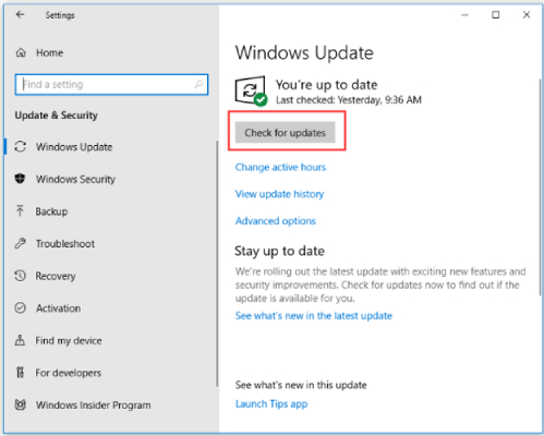 verifique o windows update