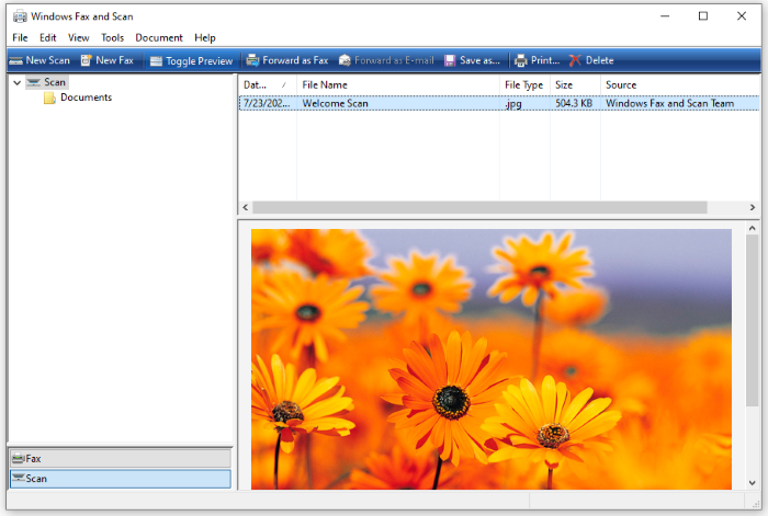 windows fax and scan