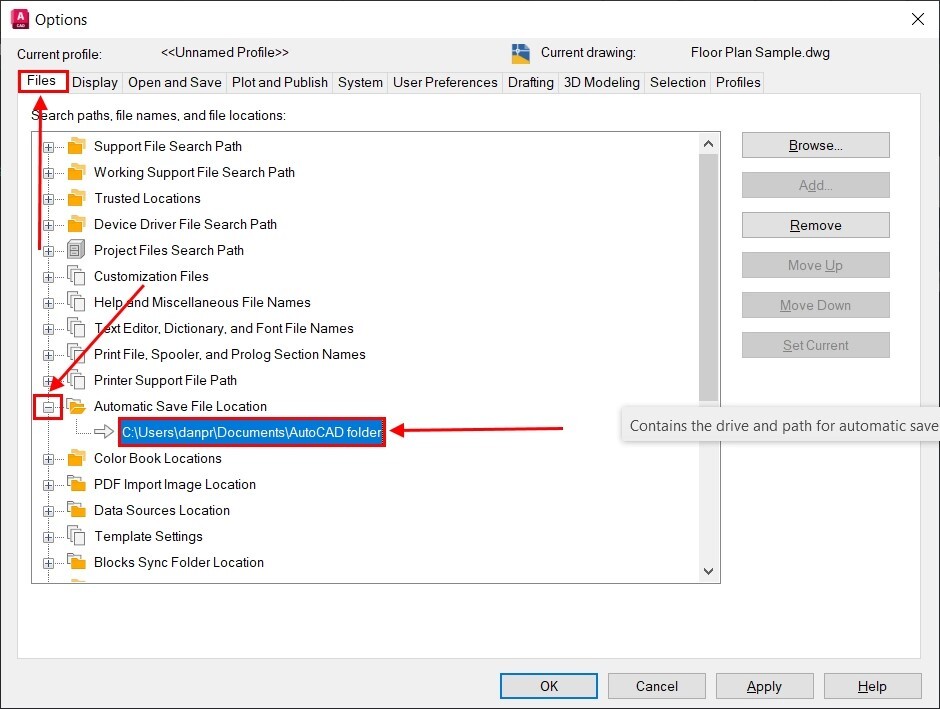 automatic save file location