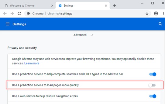 Ändern Sie die Einstellungen in Google Chrome
