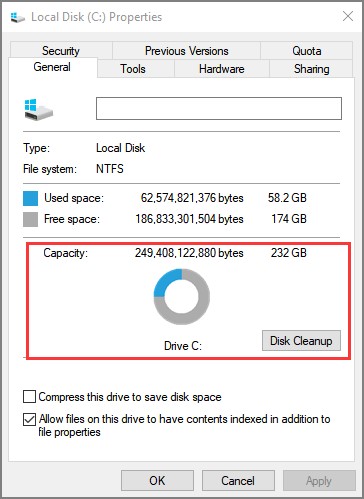 check hard disk capacity