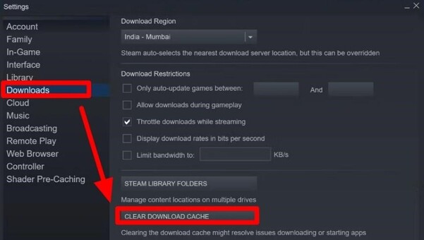 Vider le cache de téléchargement