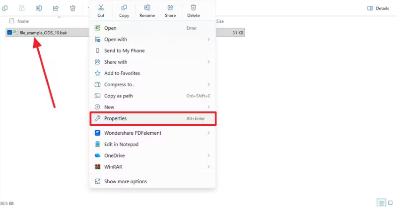 click properties to open libreoffice