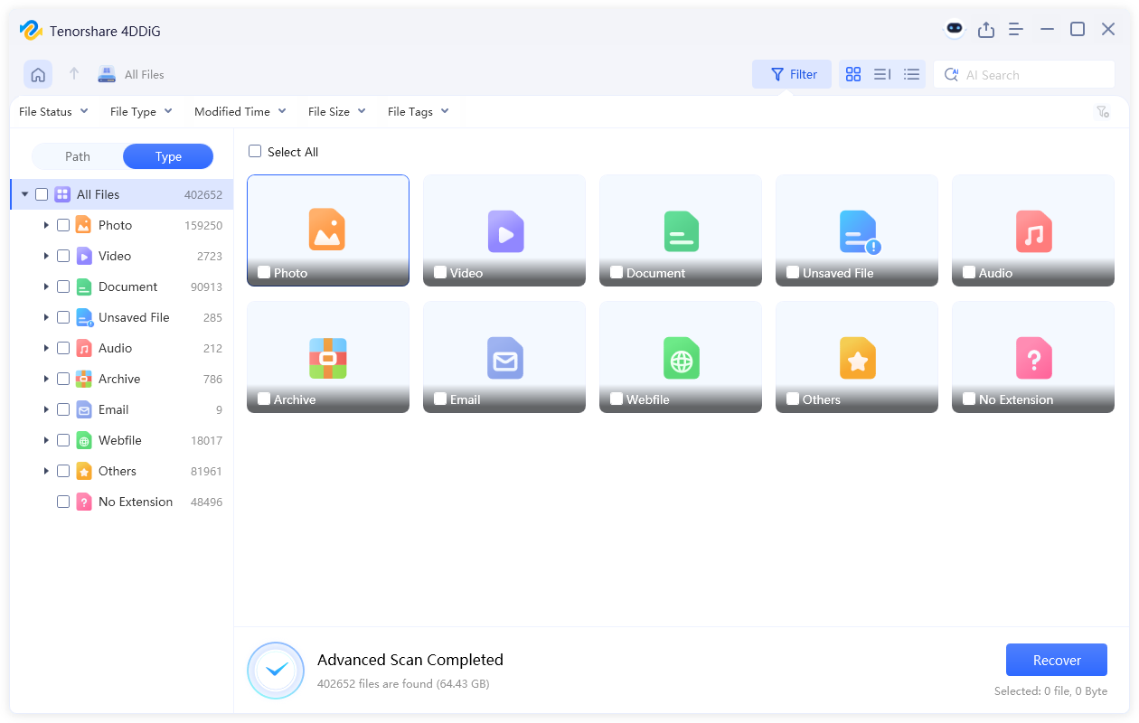 click type to see all files 4ddig