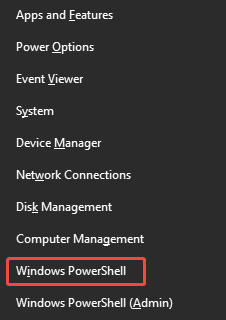 click windows powershell from start menu