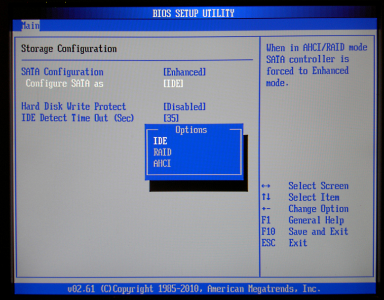 fix SSD not showing up in Windows 10-configure bios settings